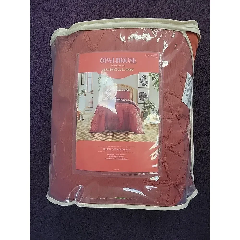 13006 Twin/Twin XL Geo Sun Print Comforter and Sham Set Geo Sun- Orange/Fuschia